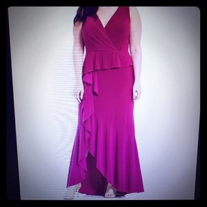 Adriana Papell plus size cascade gown